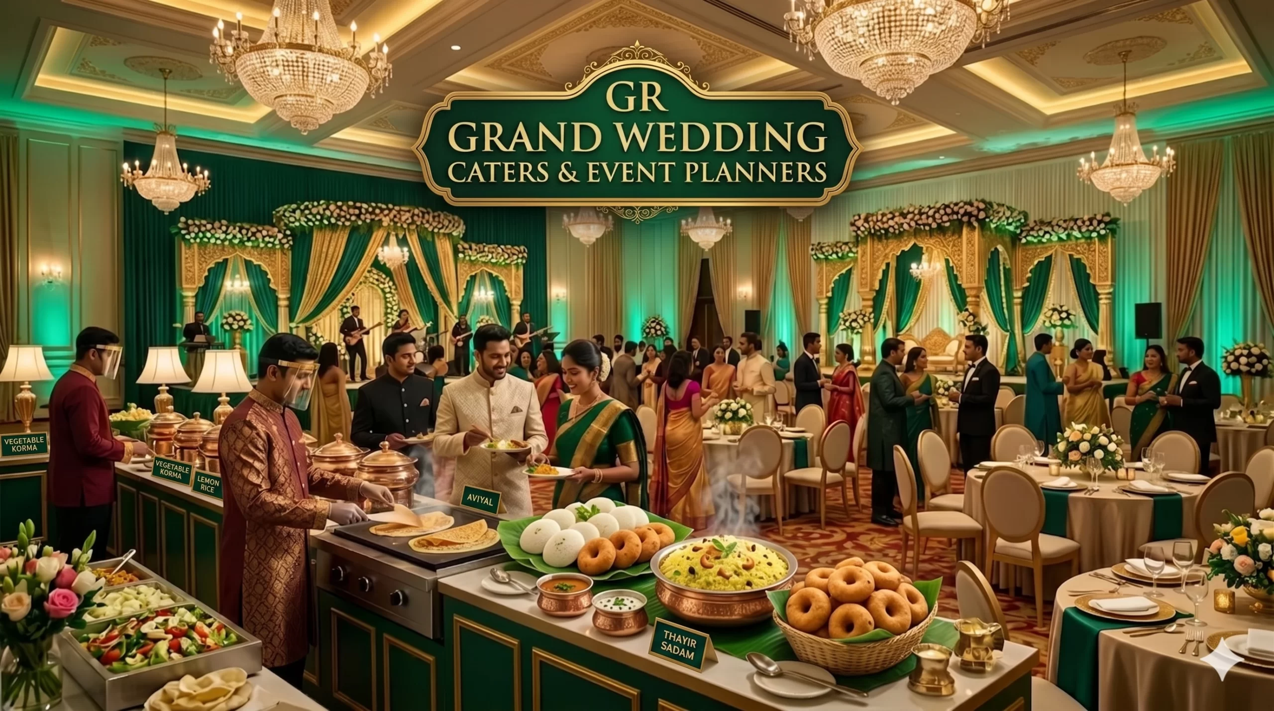 Luxury wedding catering setup by GR Grand Wedding Caters & Event Planners in Chennai